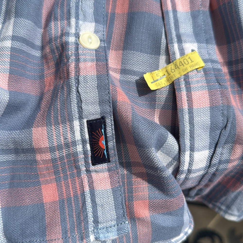 Faherty Coral and Gray Plaid Shirt - Picture 6 of 13